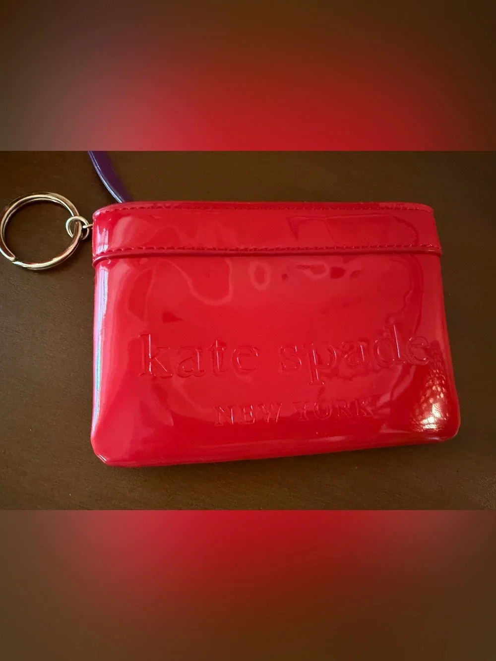 Kate Spade Bright Red Patent Leather Zip Coin Wallet